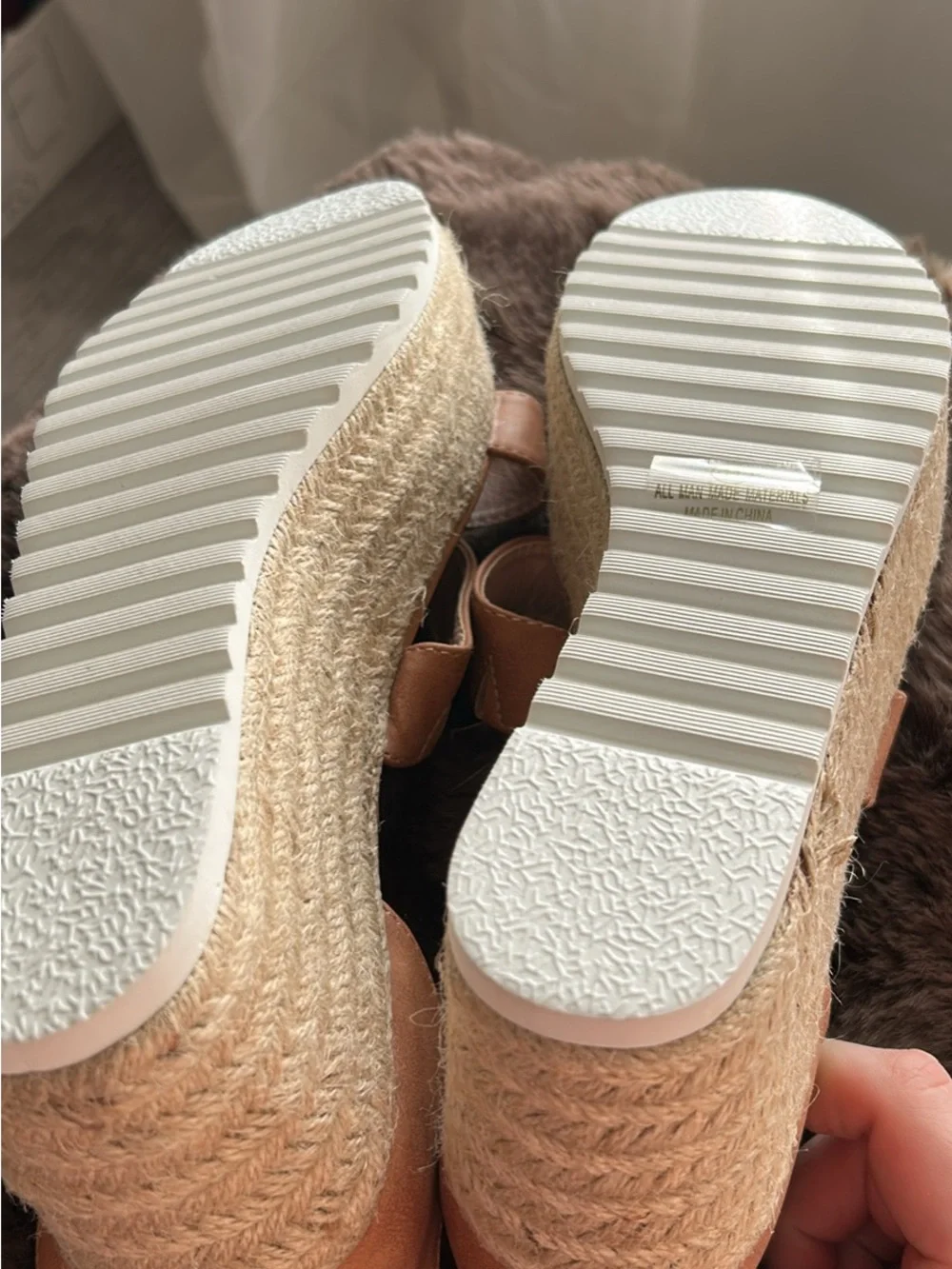 NWOT Women's AMS EMMA-2 Tan Espadrille Wedge Sandals